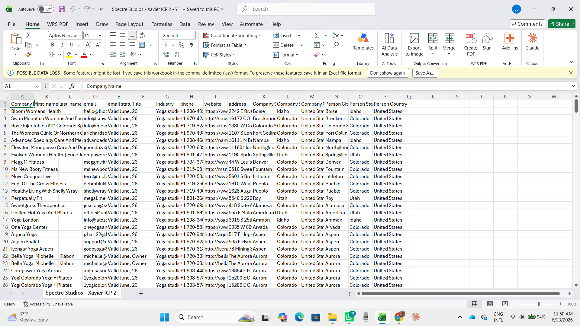 Lead Spreadsheet